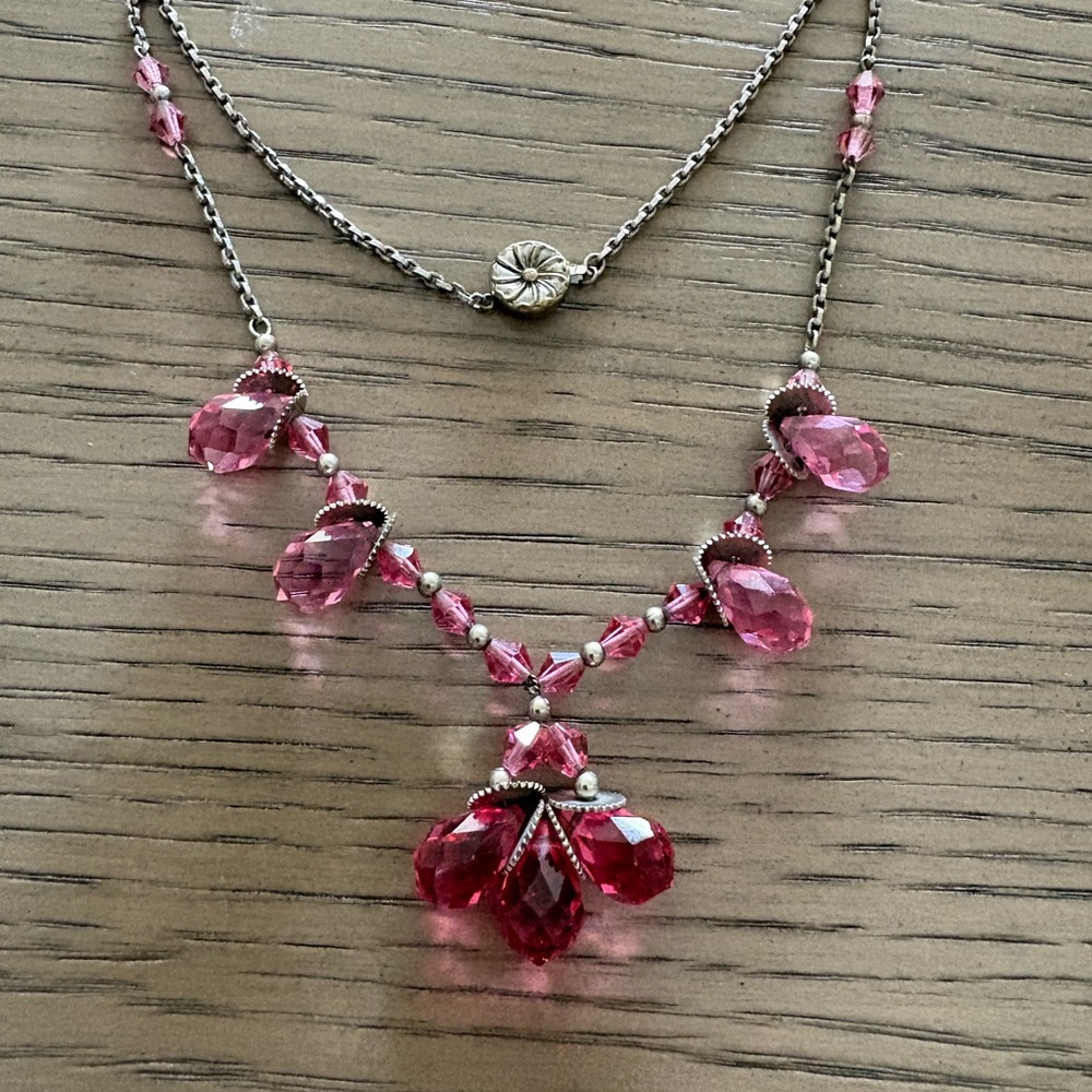 Vintage Czech Pink Crystal Necklace